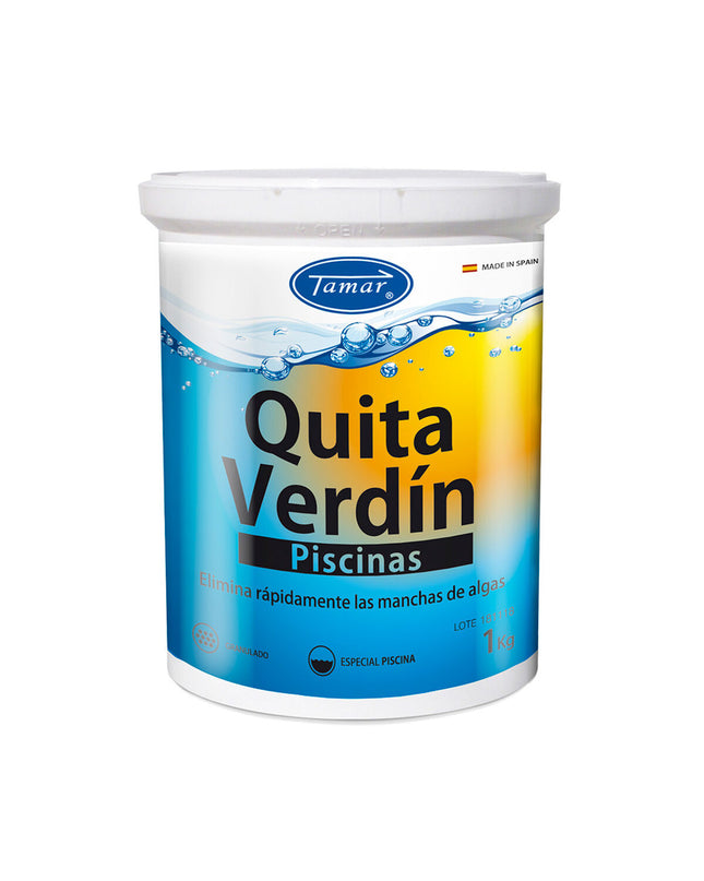 Tamar Algenmiddel Tamar 1 kg for garden, pool, jacuzzi treatment, showing the container and product label.