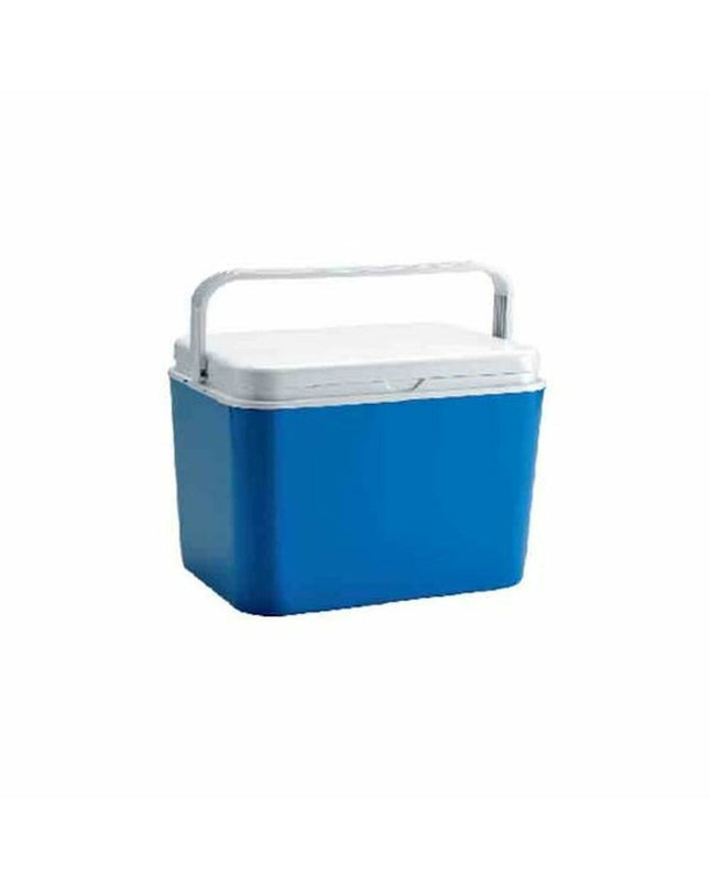 Atlantic 172-5038 blue and black 30L plastic cooler, suitable for camping and outdoor activities, shown in the image.
