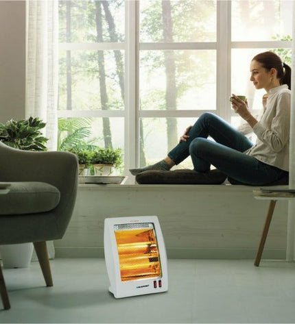 Blaupunkt Kwarts Kachel BP1004 800W portable heater in grey, designed for home use and heating rooms efficiently.