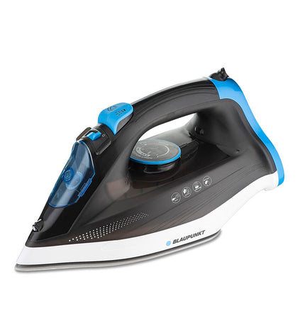 Blaupunkt BP5004 black 2600W steam iron with cord, ceramic soleplate, and adjustable steam control for home ironing.