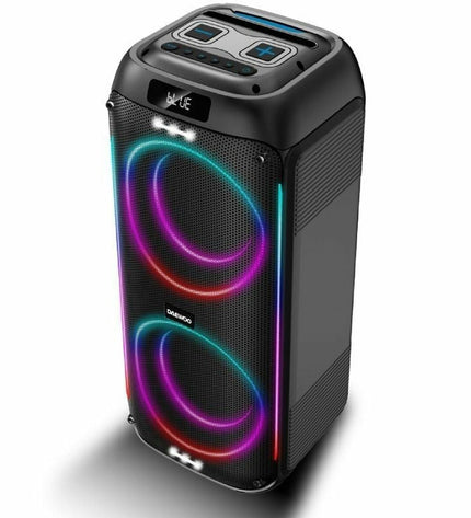 Daewoo DW3010 PC speakers with black design, compact audio hardware for computer sound system, front view of the speakers.