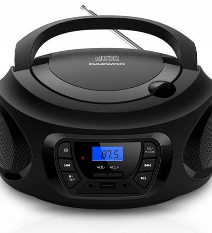 Daewoo DW3011 Bluetooth transistor radio, electronic toy in playful design, with dials and speaker grill visible.