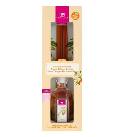Cristalinas Mikado Oranjebloesem luchtverfrisser in 180 ml glazen fles, huisdecoratie en geurspray voor huis en koken.
