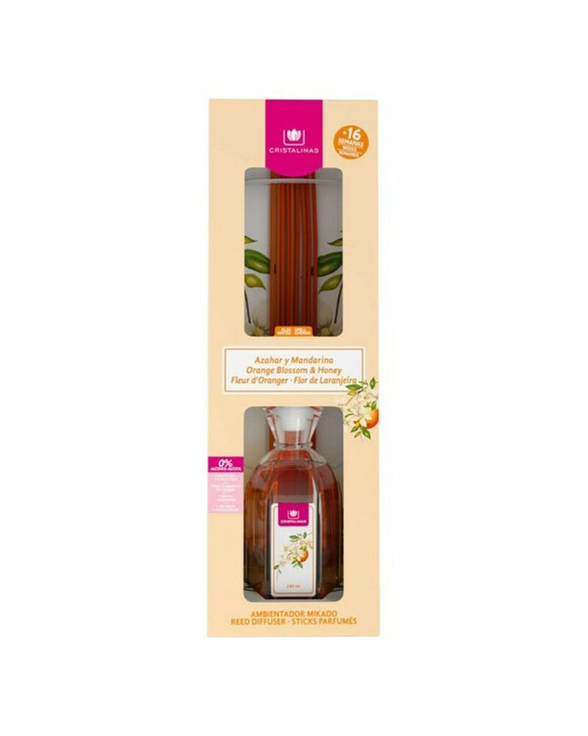 Cristalinas Mikado Oranjebloesem luchtverfrisser in 180 ml glazen fles, huisdecoratie en geurspray voor huis en koken.