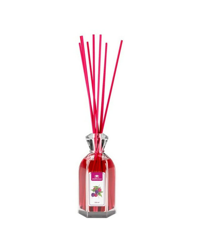 Cristalinas Mikado luchtverfrisser met braambes en framboos in 180 ml glazen fles, huisdecoratie en geurstokjes voor frisheid.