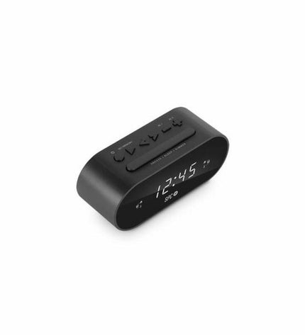 SPC 4585N radio alarm clock with digital display, electronic audio device, showing time and control buttons
