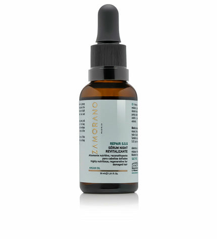 MOI REPAIR SOS Haarserum in 30 ml bottle, smooth and shiny hair treatment, featuring a clear serum with a pump dispenser.