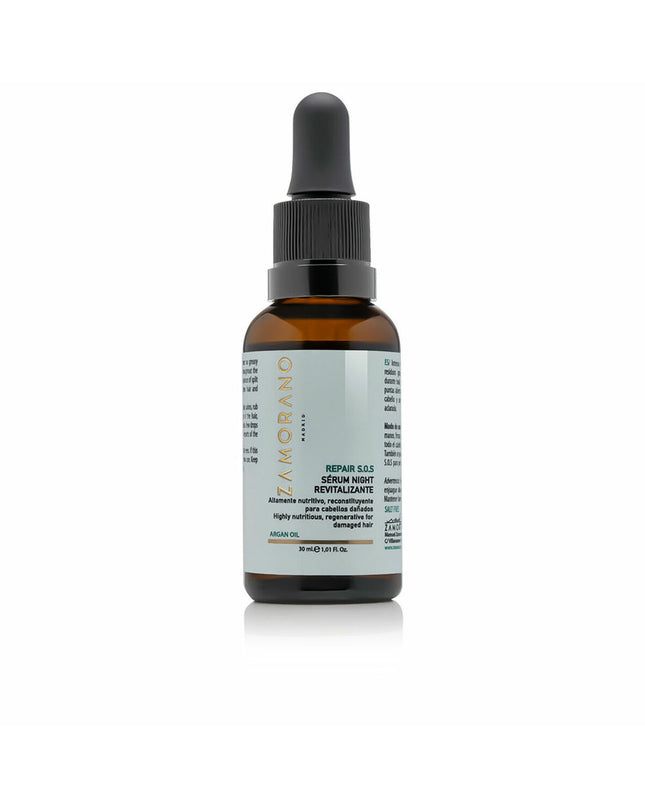 MOI REPAIR SOS Haarserum in 30 ml bottle, smooth and shiny hair treatment, featuring a clear serum with a pump dispenser.