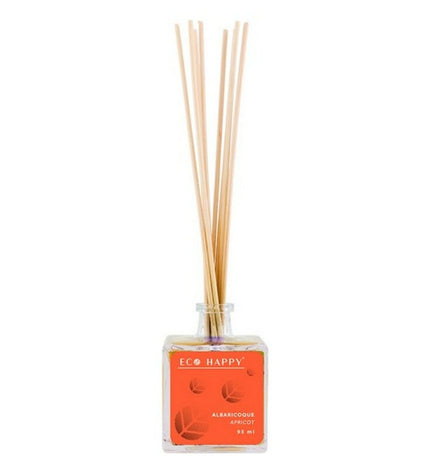 Eco Happy Albaricoque Mikado perfume sticks in 95ml bottle, designed for home decor and ambient scenting.