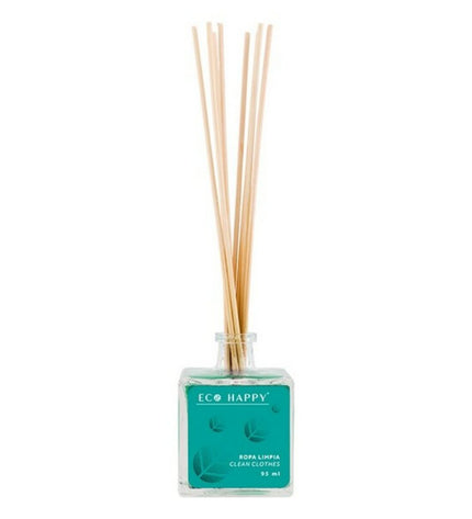 Eco Happy Mikado Ropa Limpia perfume sticks in 95 ml, eco-friendly home decor for fresh, clean scents.