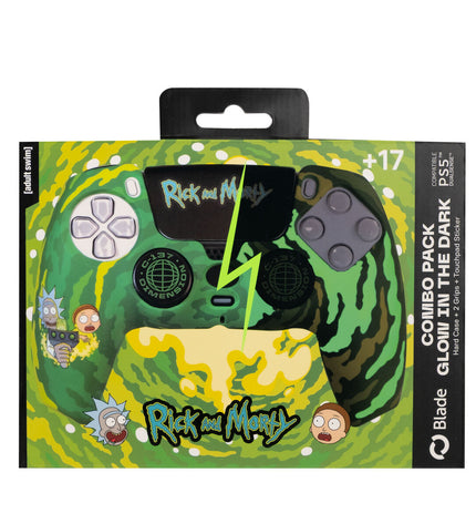 FR-TEC Rick and Morty Groen accessories kit for plug and play gaming consoles, featuring electronic accessories and themed design.