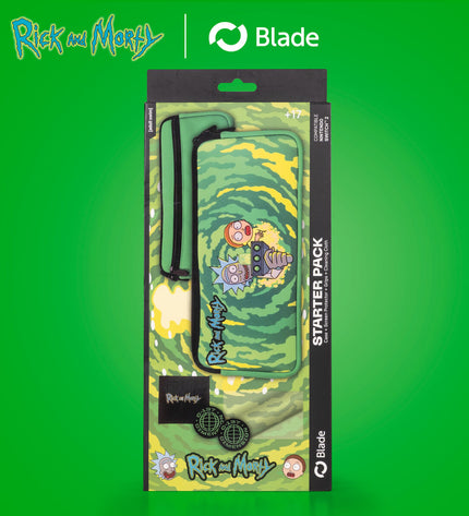 FR-TEC Nintendo Switch 2 Rick and Morty electronic game cartridge in a compact plastic case.