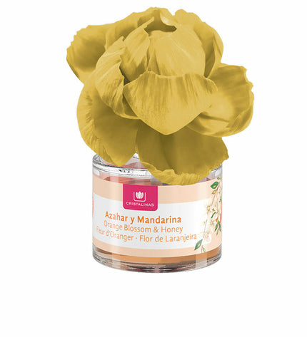 Cristalinas Mandarijn Oranjebloesem scented air freshener bottle, 40 ml, with floral and citrus design for home decor.