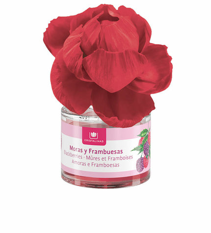 Cristalinas Framboos Braambes floral scented air freshener 40 ml, crystal container with pink and purple flowers.