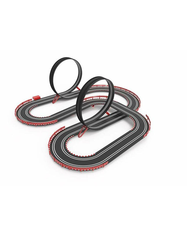 Scalextric race track toy set measuring 114 x 107 cm with colorful racing cars on a detailed track layout.