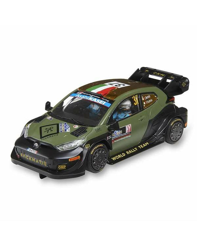 Scalextric remote control police car toy in blue with police markings on a track, part of the Scalextric vehicles collection.
