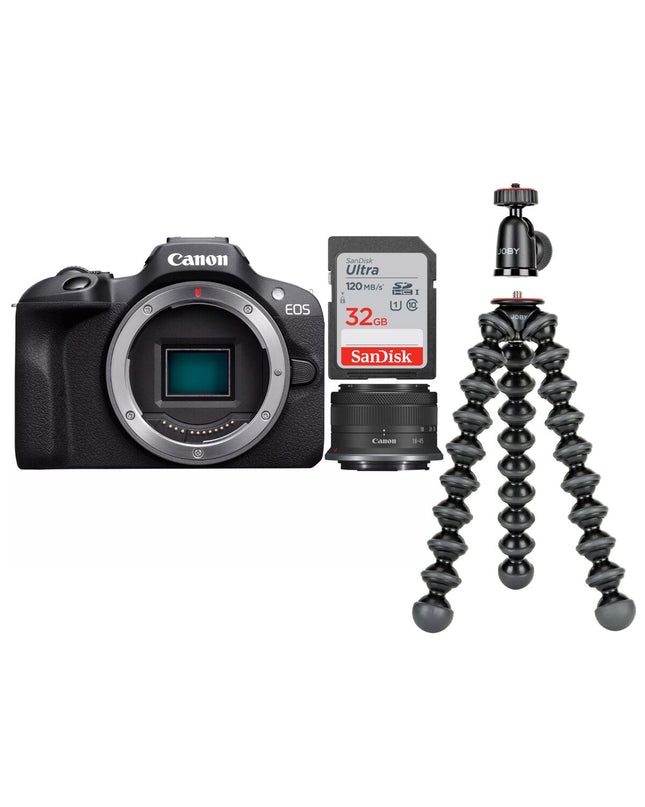 Canon Reflex digital camera with lens, black body, featuring display screen and control buttons, suitable for photography and videography.