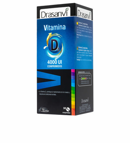Drasanvi Vitamin D3 4000 UI tablets, health supplement bottle with 90 tablets for bone and immune support