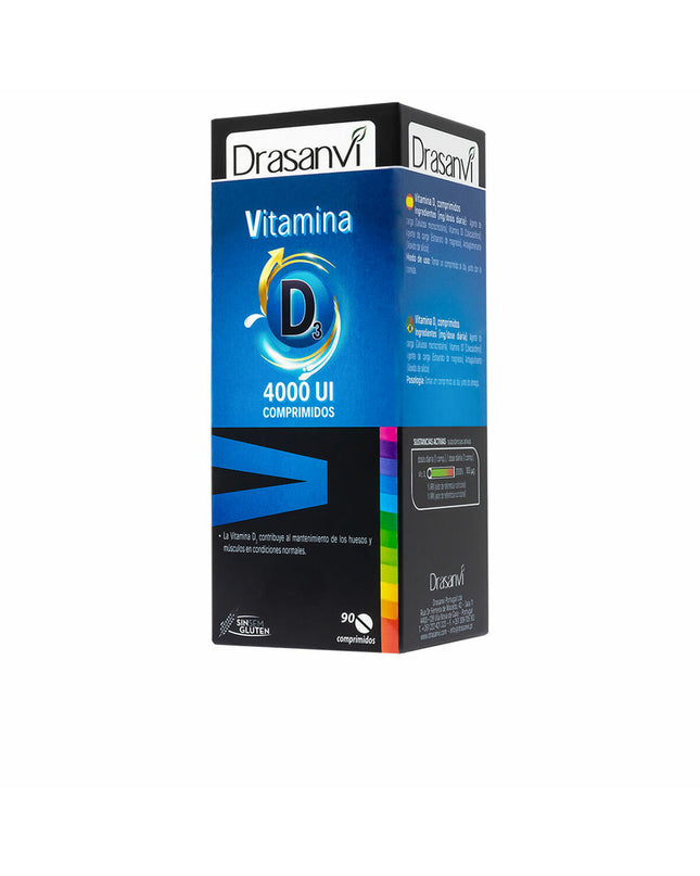 Drasanvi Vitamin D3 4000 UI tablets, health supplement bottle with 90 tablets for bone and immune support