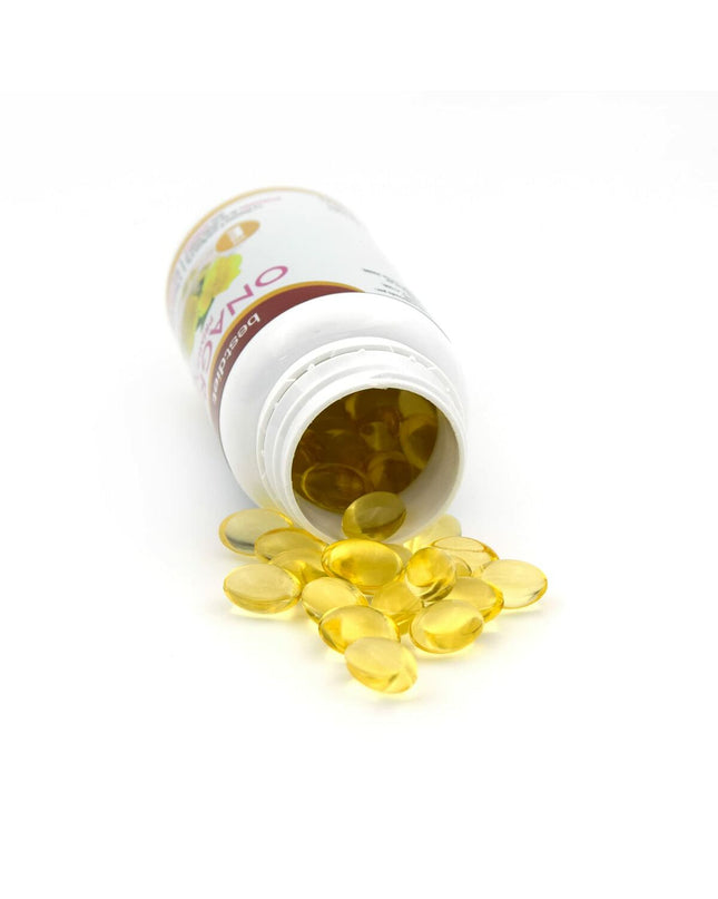 Bottle of Best Diet Teunisbloem Onagra capsules with 30 softgel supplements, used for health and personal care.
