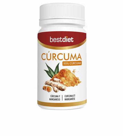 Bottle of Best Diet Curcuma and Manganese dietary supplement in a white container with a colorful label.