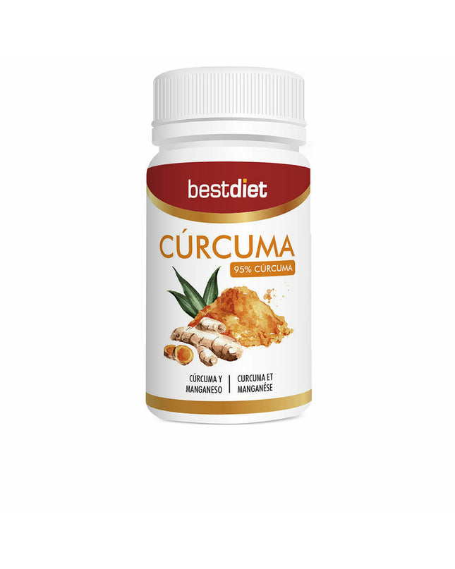 Bottle of Best Diet Curcuma and Manganese dietary supplement in a white container with a colorful label.