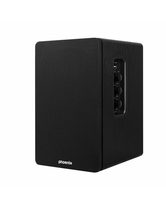 Phoenix Serenade black speakers for audio and hi-fi, featuring sleek design and quality sound reproduction.