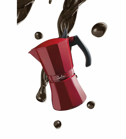 JATA Italiaanse koffiepot voor inductie, rode aluminium vulcano koffiezetapparaat met 12 kopjes, huis en koken, koffie en thee.