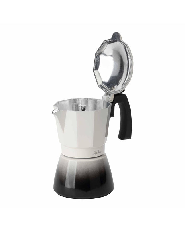 JATA Italiaanse koffiepot HCAF2409 in crème aluminium with 9 cups, ideal for brewing traditional Italian coffee.