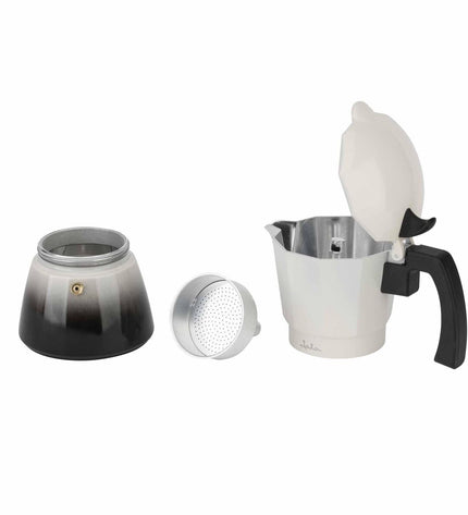JATA Italiaanse koffiepot HCAF2409 crème aluminium with 9 cups, suitable for brewing traditional Italian coffee in the kitchen.