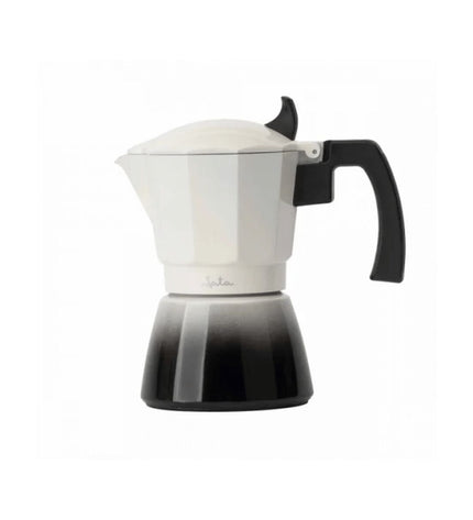 JATA Italiaanse koffiemaker HCAF2403 crème aluminium with three spouts, designed for brewing traditional Italian coffee.