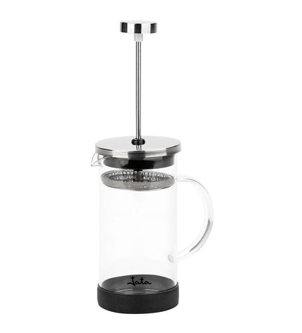 Black JATA 350 ml coffee pot with plunger, designed for brewing coffee or tea, suitable for home and kitchen use.