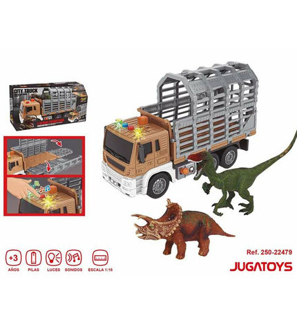 BigBuy Fun toy truck with dinosaur figures in 1:16 scale, detailed plastic construction for imaginative play and vehicle collection.