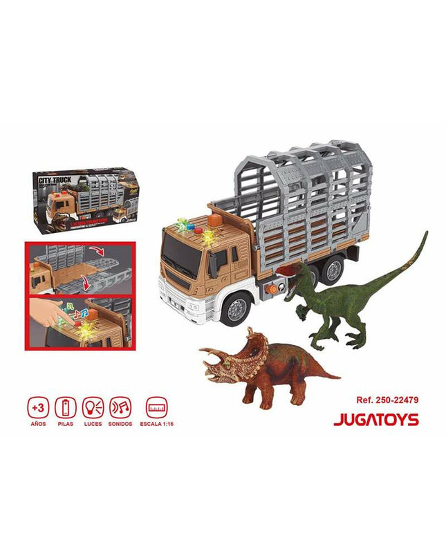 BigBuy Fun toy truck with dinosaur figures in 1:16 scale, detailed plastic construction for imaginative play and vehicle collection.