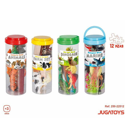 Set van 12 wilde dieren speelgoedfiguren van BigBuy Fun, inclusief diverse dieren in kleurrijke details voor speelpret.