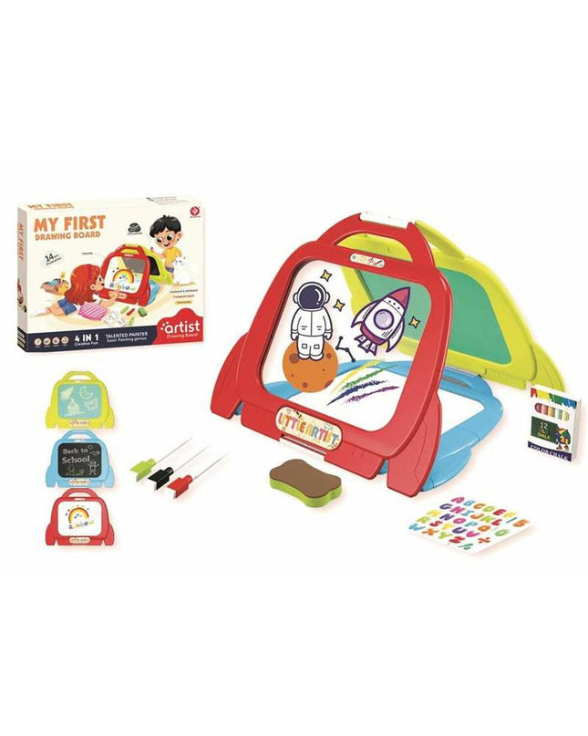 BigBuy Fun Magisch Schoolbord toy for creative activities, featuring colorful drawings and a magic marker on a black surface.