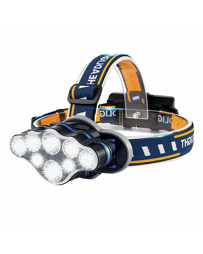 TM Electron headlamp for outdoor activities, features adjustable straps and bright LED light for camping and hiking.