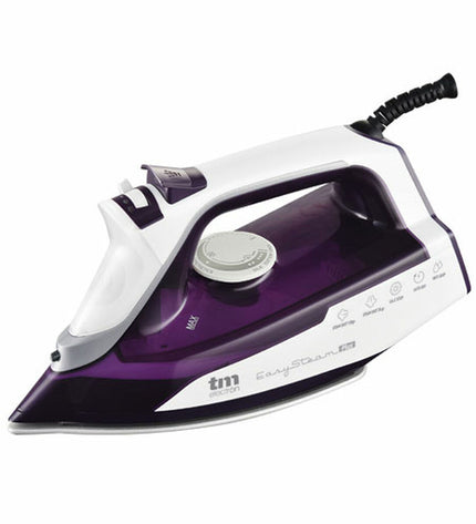 Purple TM Electron steam iron with 2400W power, featuring a sleek design for efficient home ironing and steaming tasks.