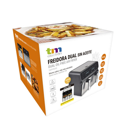 TM Electron luchtfriteuse 1700W, 8L, compact electric fryer for home cooking with stylish black finish.
