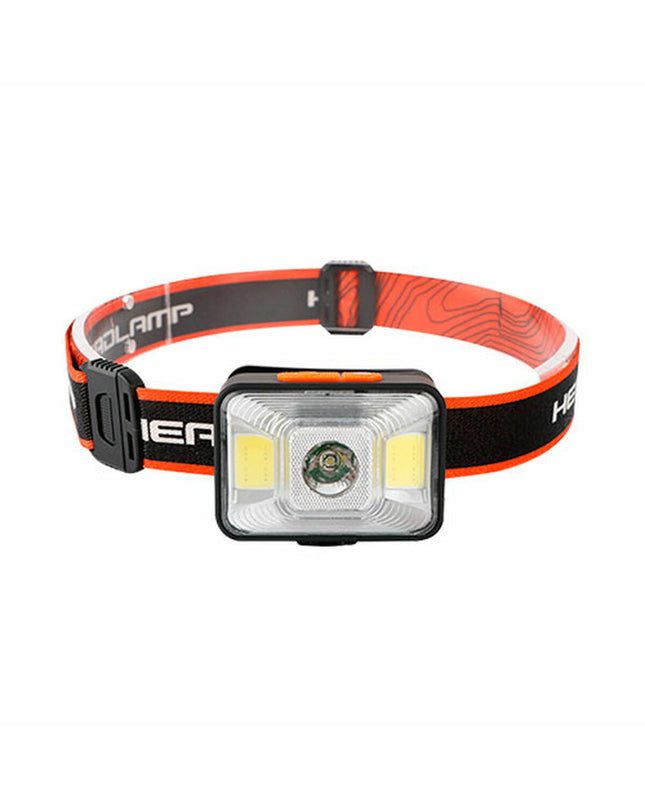 TM Electron headlamp for outdoor activities, showing adjustable strap and bright LED light for camping and hiking.
