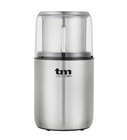 TM Electron Koffiemolen with 200W motor and 50g capacity, showing the compact coffee grinder with stainless steel burrs.