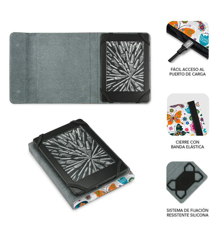 Subblim e-book cover protector for eReaders, black, with textured surface, designed to fit popular electronic reading devices.