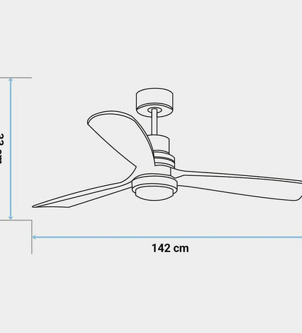 Universal Blue plafondventilator huis en koken, 142 cm, blue, 70W, ceiling fan with modern design visible in the image.