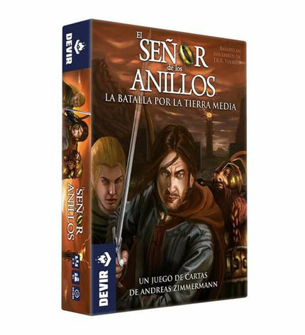 Devir Lord of the Rings board game La Batalla por la Tierra Media with game components and artwork visible.