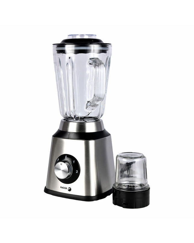 Fagor Coolmix One 450W stainless steel hand mixer with 1.5L mixing bowl, compact kitchen appliance for baking and cooking tasks.