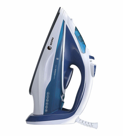 Fagor Comforta steam iron with 3000W power, shown on a flat surface, featuring a sleek design and ergonomic handle.