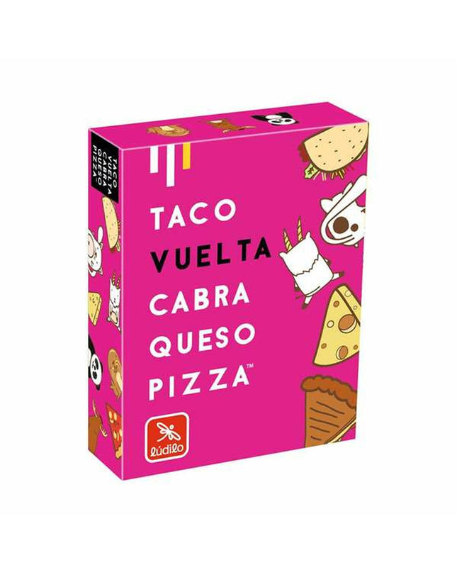 Lúdilo Taco educational game with colorful pieces including goat, cheese, and pizza, designed for kids' toys and games.