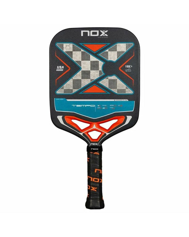 Nox Sport Luxury Tempo pickleball paddle in black, designed for outdoor paddle tennis, with a sleek ergonomic grip.