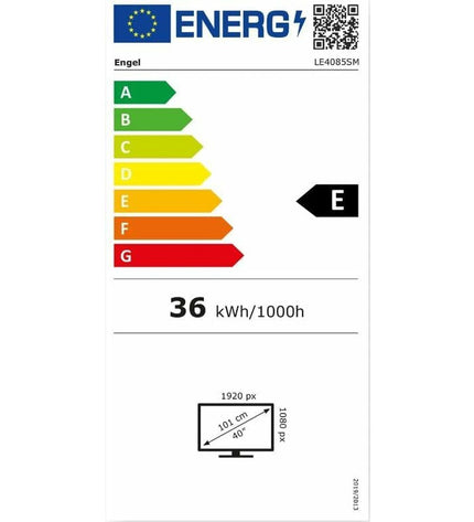 Engel LE4085SM 40-inch Full HD LED Smart TV displaying a colorful screen with a modern slim design.