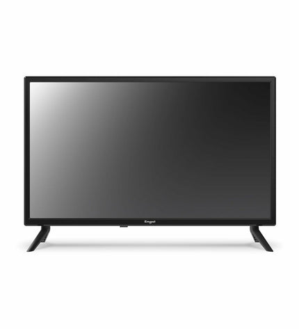 Engel LE2462CA 24-inch HD LED Smart TV showing a colorful screen with a sleek black frame and modern design.